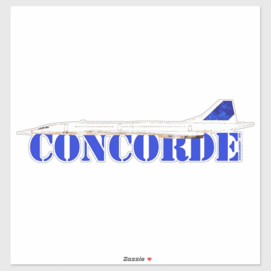 Iconische Concorde Jet met Bold Blue Typography Sticker (Vel)