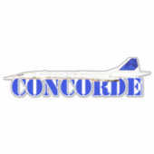 Iconische Concorde Jet met Bold Blue Typography Sticker (Voorkant)
