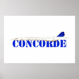 Iconische Concorde Jet met Krachtige Blauwe Typogr Poster