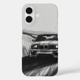Iconische Drift: E30-schets iPhone 16 Hoesje