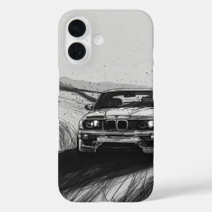 Iconische Drift: E30-schets iPhone 16 Hoesje