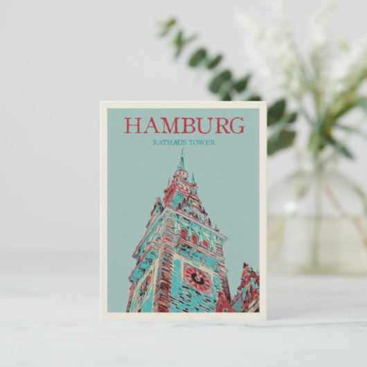 Iconische Duitse architectuur Hamburg City Hall To Briefkaart (Staand voorkant)