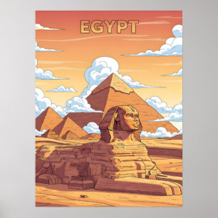 Iconische Egyptische piramides en sfinx Poster