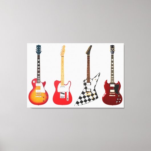ICONISCHE ELEKTRISCHE GITAREN 32x48 Canvas Afdruk (Voorkant)