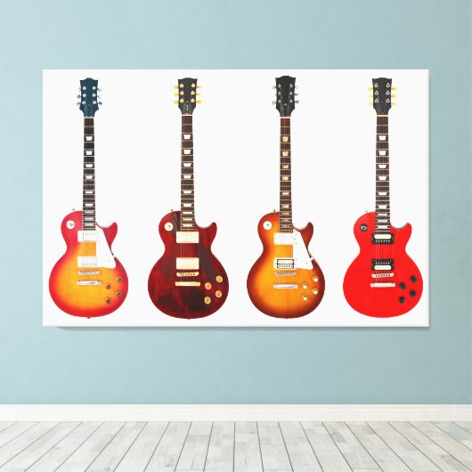 ICONISCHE ELEKTRISCHE GITAREN 32x48 Canvas Afdruk (Insitu (Houten vloer))