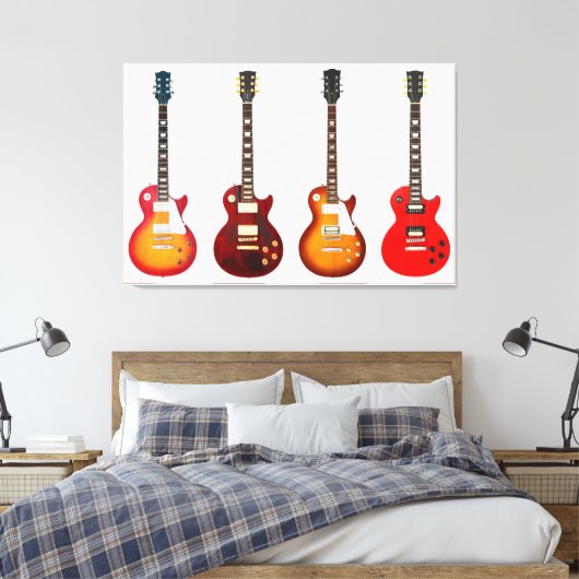 ICONISCHE ELEKTRISCHE GITAREN 32x48 Canvas Afdruk (Insitu (Slaapkamer))