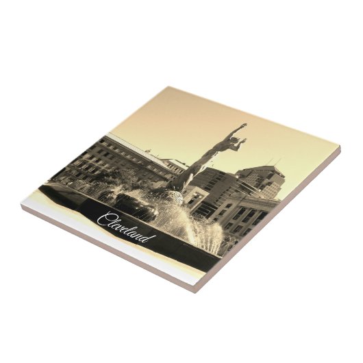 Iconische fontein (CLE) Tegeltje (Zijkant)