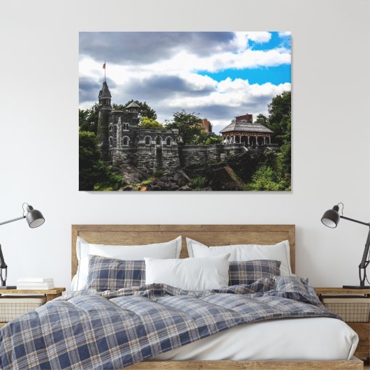 Iconische foto van Belvedere Castle in NYC Canvas Afdruk (Insitu (Slaapkamer))