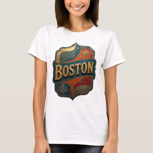 Iconische Gouden BOSTON T-shirt (Voorkant)