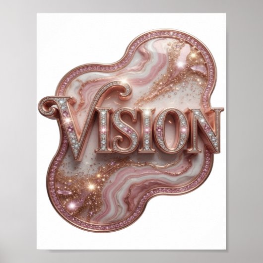 Iconische Gouden VISION 3D-tekstkunst Poster (Voorkant)