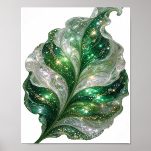 Iconische Groene GROENE EN WITTE BLAAD MET STERREN Poster