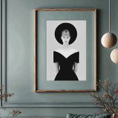 Iconische Halo: Chic zwart Pet monochroom portret Poster