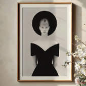 Iconische Halo: Chic zwart Pet monochroom portret Poster
