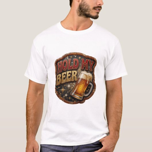 Iconische HOU MIJN BIER 3D-tekstkunst T-shirt (Voorkant)