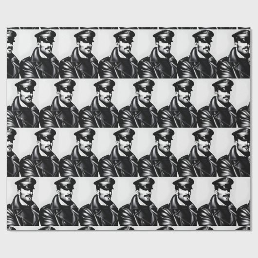 Iconische LGBTQ Gay Leather Daddy Wrapping Paper Cadeaupapier (Vlak)