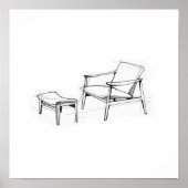 Iconische  Lounge Chair Sketch Poster (Voorkant)