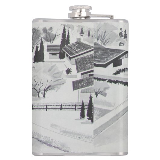 Iconische Maatkolf van 60s midden eeuw Heupfles (Achterkant)