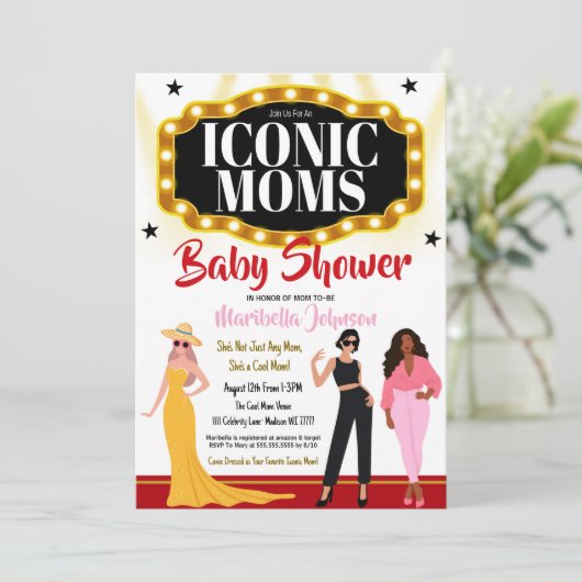 Iconische moeders Baby shower uitnodiging (Staand voorkant)