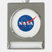 Iconische NASA Banner Ornament (Silver Tone) Verzilverd Banner Ornament (Voorkant)