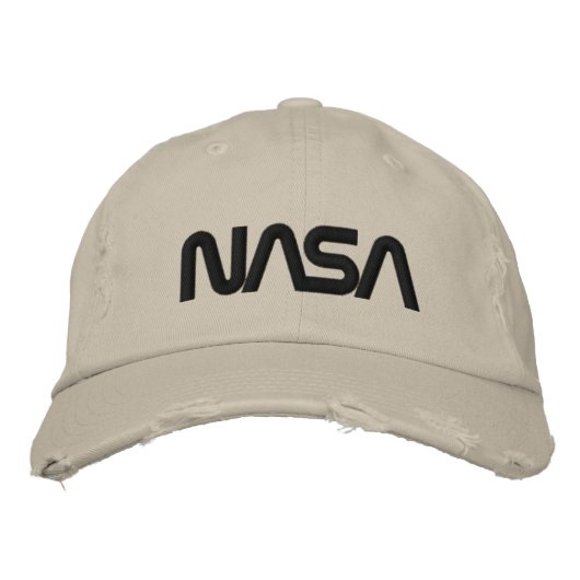 Iconische NASA Circa Jupiter Beige verontrust Geborduurde Pet (Voorkant)