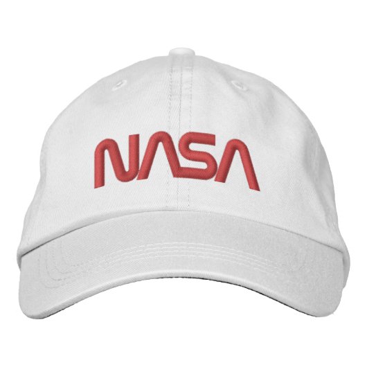 Iconische NASA Circa Rocket White Cotton Geborduurde Pet (Voorkant)