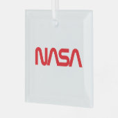 Iconische NASA Circa Rocket White Glass Vakantie Glas Ornament (Voorkant links)