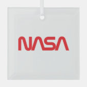 Iconische NASA Circa Rocket White Glass Vakantie Glas Ornament (Voorkant)