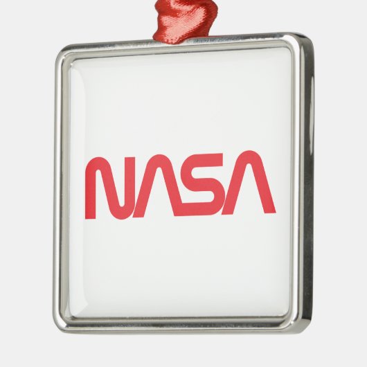 Iconische NASA Circa Square Ornament (Rocket White (Links)