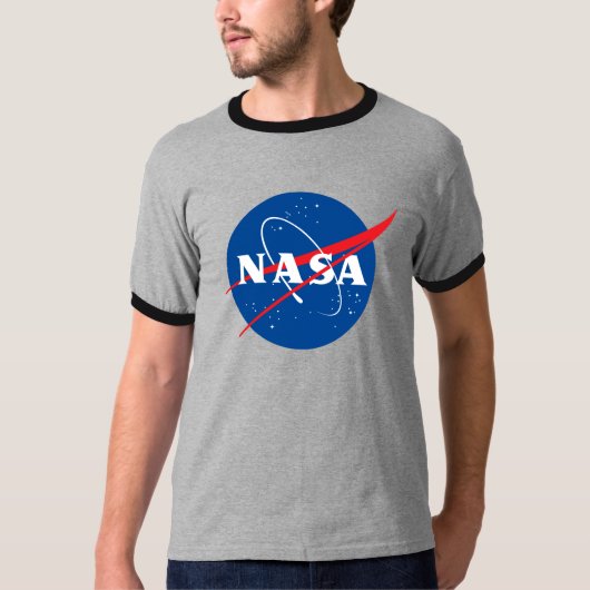 Iconische NASA Retro Moon Grey / Eclipse Black T-shirt (Voorkant)