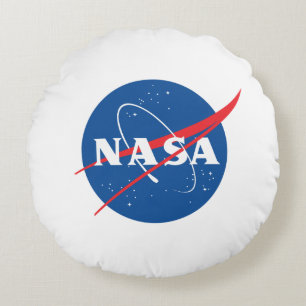 Iconische NASA Rocket White Grade A Cotton 16" Rond Kussen