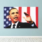 Iconische Obama portretschilderij Canvas Afdruk (Insitu (Houten vloer))