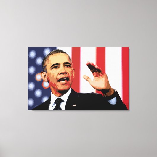 Iconische Obama portretschilderij Canvas Afdruk (Voorkant)