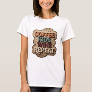 Iconische Oranje COFFIE KINDEREN WIJN HERHALING Sl T-shirt