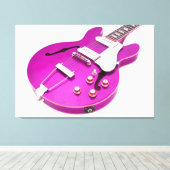 ICONISCHE PAARSE ELEKTRISCHE GITAAR 32x48 Canvas Afdruk (Insitu (Houten vloer))