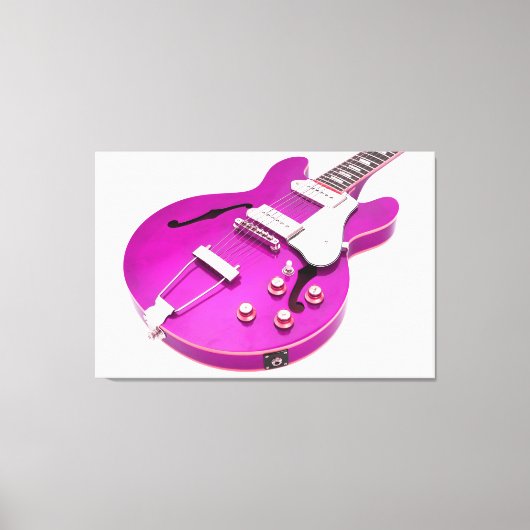 ICONISCHE PAARSE ELEKTRISCHE GITAAR 32x48 Canvas Afdruk (Voorkant)
