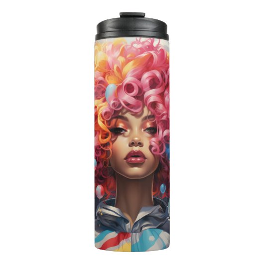 Iconische Painterly Afro Girl Tumbler Thermosbeker (Voorkant)