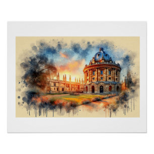 Iconische Radcliffe Oxford bij zonsondergang,  Perfect Poster