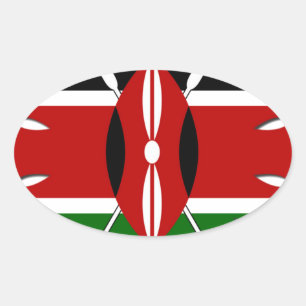 Iconische Regal Kenia vlag geïnspireerd kunstwerk Ovale Sticker