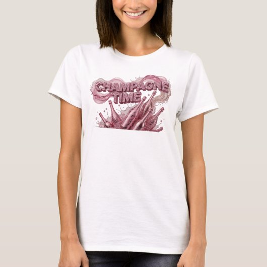 Iconische Rode CHAMPAGNE TIME T-shirt (Voorkant)