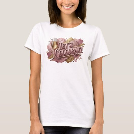 Iconische Rode LET'S CELEBRATE Statement T-shirt (Voorkant)