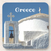 ICONISCHE RONDE WITTE KERK IN GRIEKENLAND BIER ONDERZETTER (Voorkant)