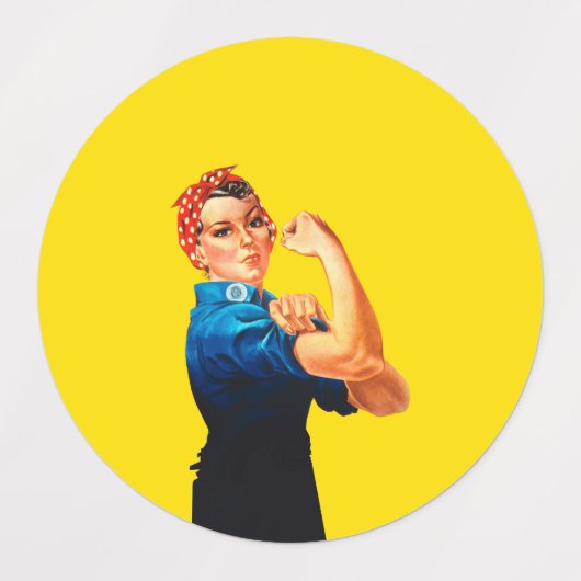 Iconische Rosie De Riveter Retro stijl Labels (Design 2)