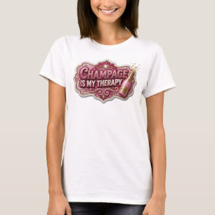 Iconische Roze CHAMPAGNE IS MIJN THERAPIE Draagbar T-shirt