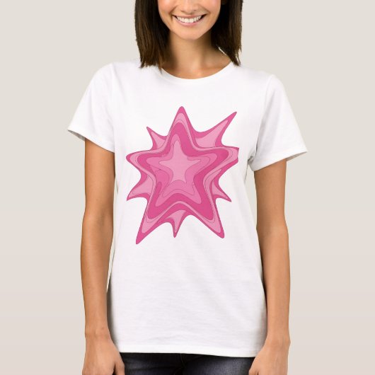Iconische Roze PINK STAR Statement Ontwerp T-shirt (Voorkant)