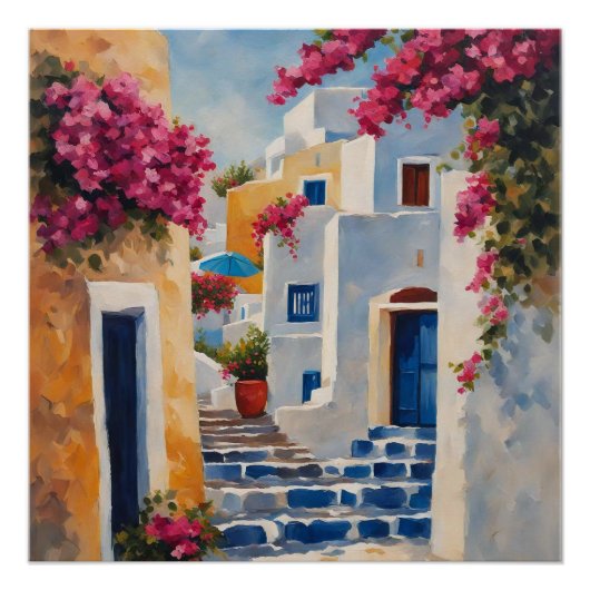 Iconische Uitzichten van Oia Perfect Poster (Voorkant)