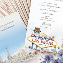 Iconische Vegas Welkomstbord Bruiloft uitnodiging