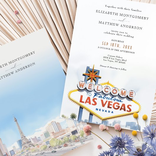 Iconische Vegas Welkomstbord Bruiloft uitnodiging