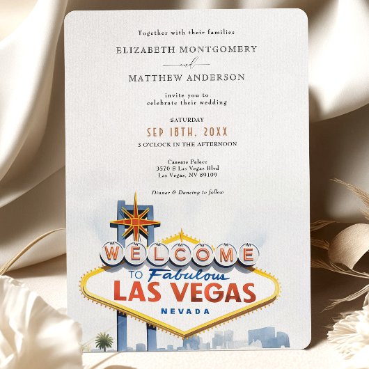 Iconische Vegas Welkomstbord Bruiloft uitnodiging