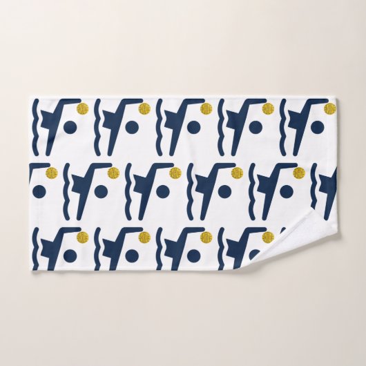 Iconische waterpolospeler in navelblauw handdoekse bad handdoek (Handdoek)