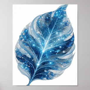 Iconische Zilveren BLAUWE STERREN OP EEN BLAD Aang Poster
